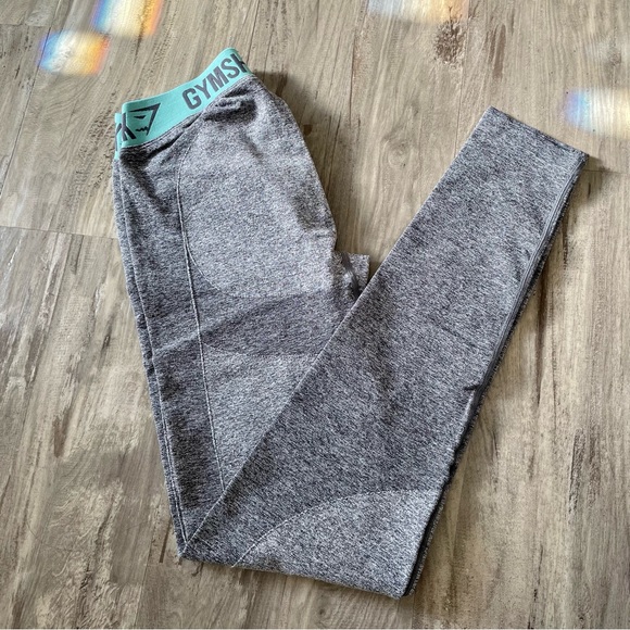 GYMSHARK Flex Leggings (Charcoal Marl/Dusty Teal) - Picture 4 of 6